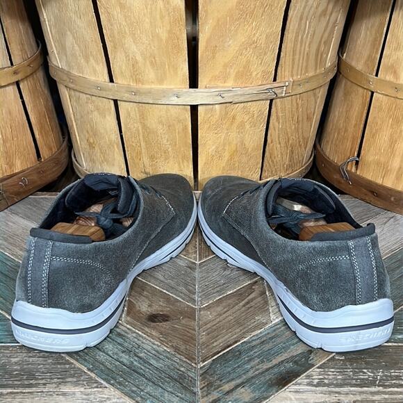 Skechers Harper Epstein Relaxed Fit Gray Leather Lace-Up Sneakers Mens Size 14 - Picture 8 of 12